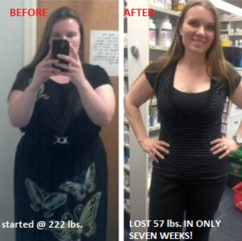 *Started @ 222 lbs, lost 57 lbs in ONLY 7 WEEKS!
